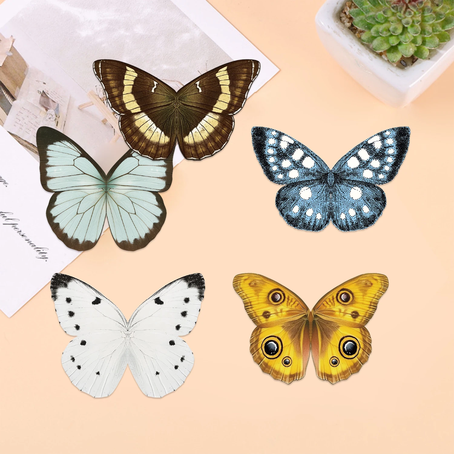 5 Stück/Set Retro Schöne Schmetterling Magnetische Lesezeichen Praktische Exquisite Kreative Buch-Klassifizierungsetiketten Magnetischer Aufkleber