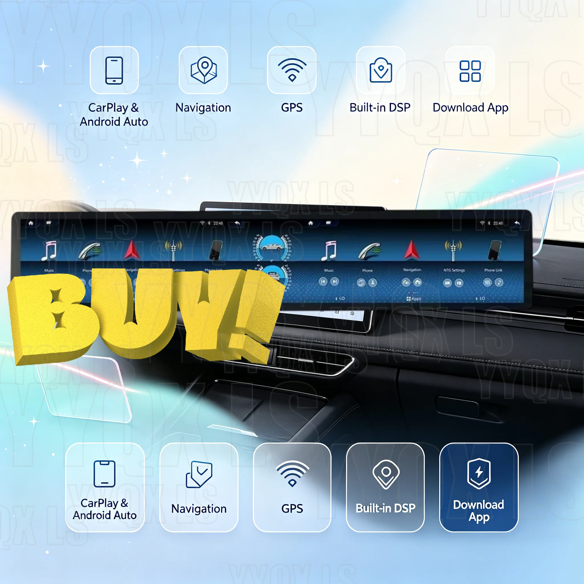 Carplay 26 Inch Car Dual Screen Android For Mercedes Benz C W205 GLC Car Multimedia Player GPS Navigation Car Radio Media Unit