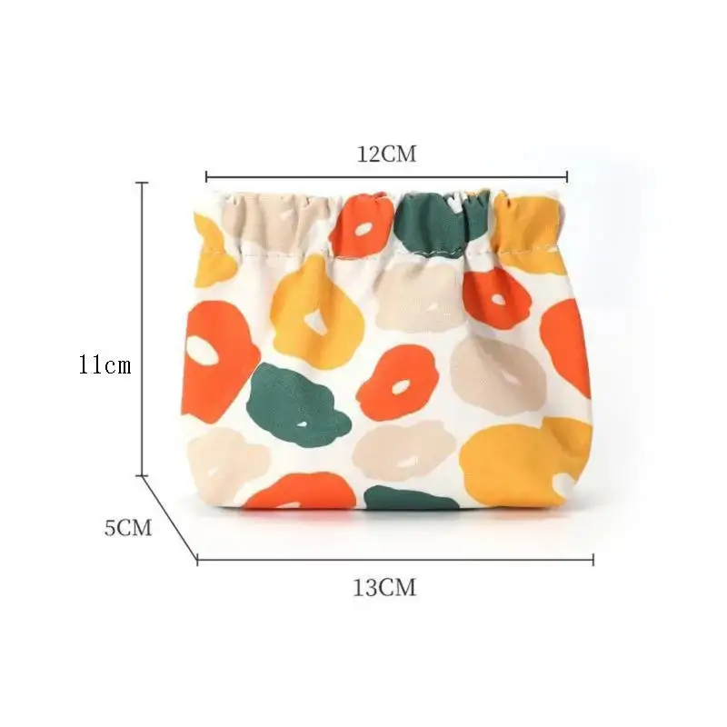 Floral Waterproof Mini Makeup Bag Self-Closing Travel Storage Pouch No Zipper Portable Cosmetic Organizer Purse for Women Girls