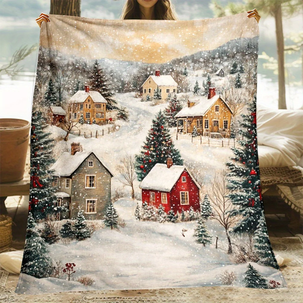 Soft & Lightweight Flannel Throw Blanket - Cozy Winter-Themed for Sofa, Bed, Travel & More - Perfect Gift for Family & Friends