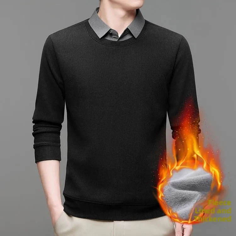 

Faionable Long Sve вязаный свитер с воротником прямого кроя, зимний трикотаж из полиэстера и спандекса Urban Sle, мужской трикотаж