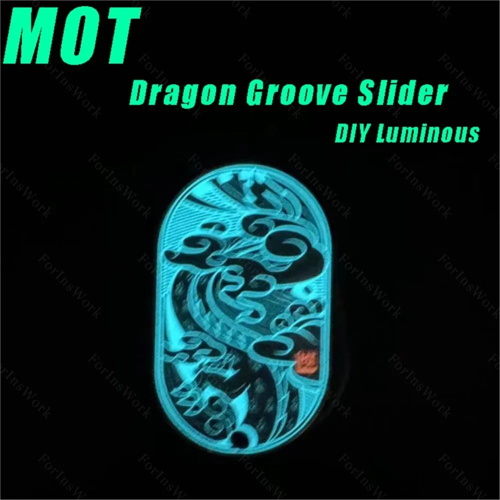 MOT Luminous Groove Slider Titanium Silver Dragon Metal Fidget Slider Anxiety Toy Cool Gadget