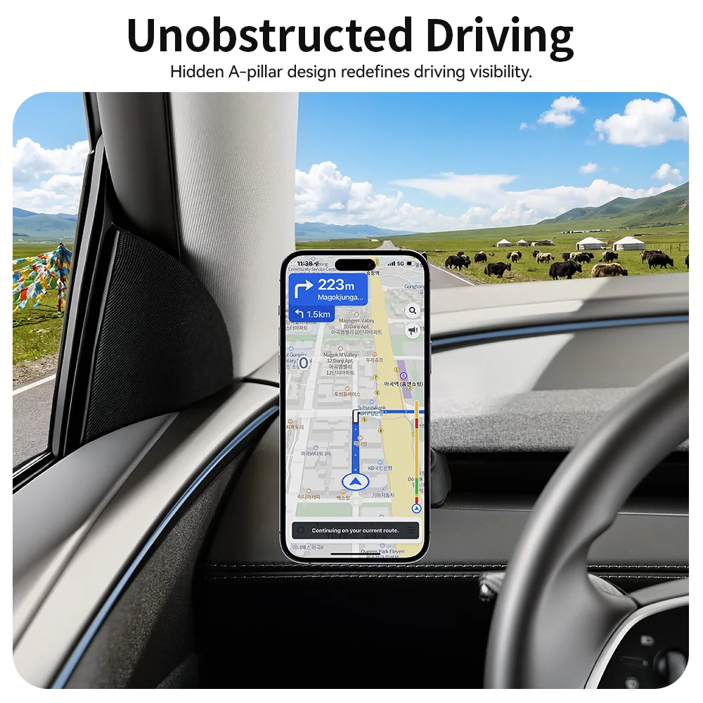 YZ Mini Silicone Magnetic Phone Holder Windshield For Tesla Model 3 Y/YL Highland Juniper Rotatable Shock Proof for All Phone