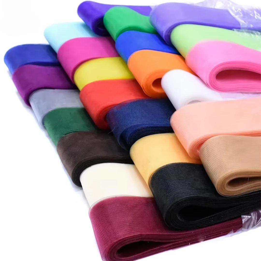 8cm Horsehair Fabric Crinolines Braid Soft Polyester Mesh Ribbon Flat Plain Multiple Colors Sewing Accessories Wedding Dress Hat