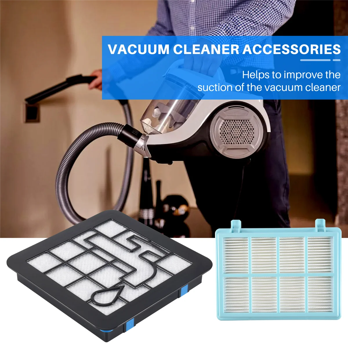 Pak 2 Set Filter untuk Philips PowerPro Compact FC9331 FC9332 FC8010 Penyedot Debu