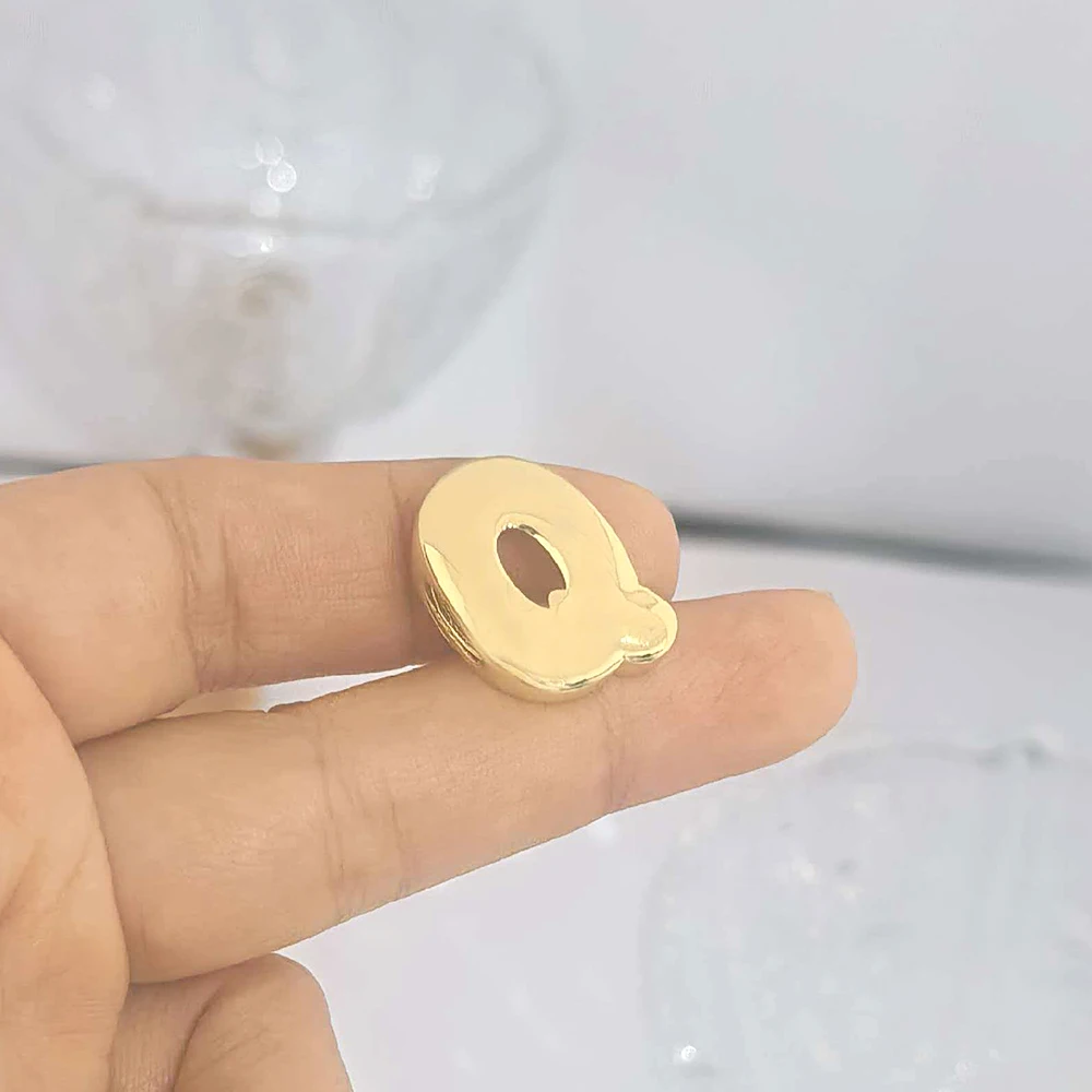 QMHJE Initial Alphabet Buchstaben Spacer Perlen für Armband Großes Loch Stern Herz Charm Anhänger Gold Farbe DIY Herstellung Kupfer Großhandel