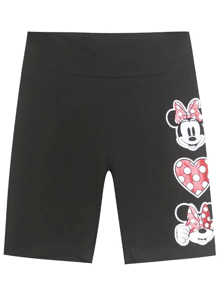 Disney Minnie Mickey Mouse Cartoon Print Casual Women Half Pants Yoga Fitness Running Sports Pants GYM Home Casual Safety Shorts