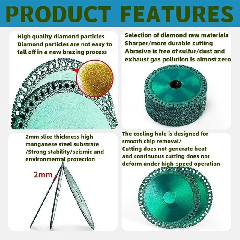 2PCS 4 Inch Disc For Angle Grinder, Composite Multifunctional Cutting Disc, Glass Cutting Disc, For Ceramic Tile Wood