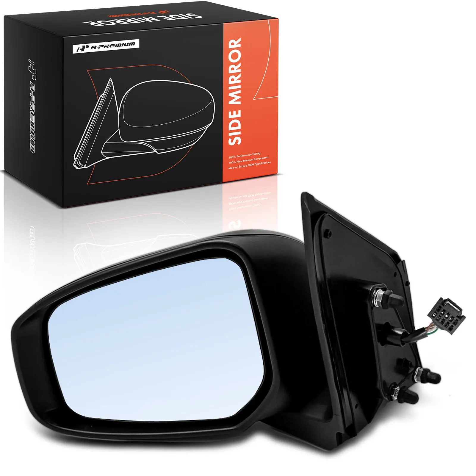 A-Premium Driver Side Power Door Mirror for Mitsubishi Mirage 2014 Manual Folding Heated Smooth Black