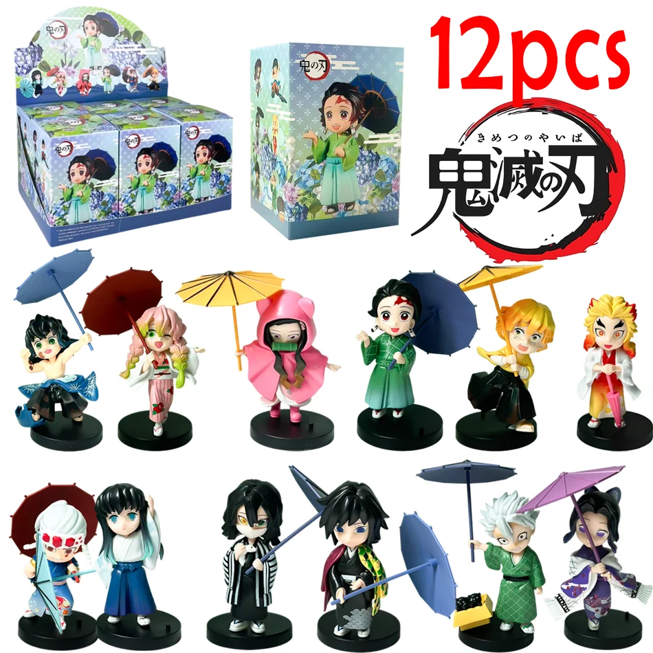 

1-12pcs Demon Slayer Blind Box Tanjiro Kamado Nezuko Figure Plum Rain Series Kochou Mitsuri Mystery Blind Box Figure Toy Gift