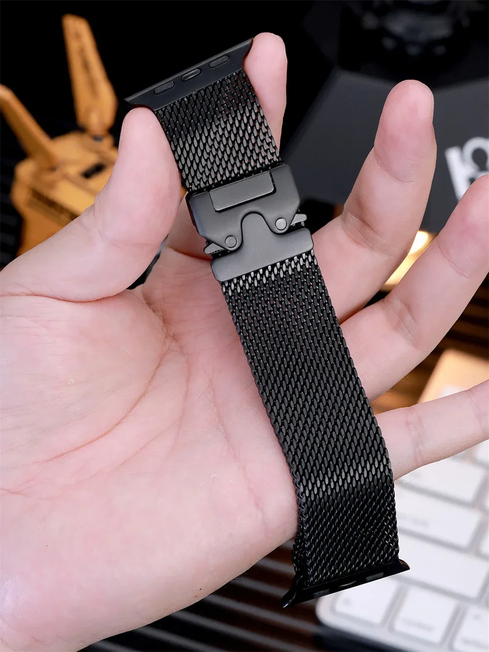 Milanese Loop Strap für Apple Watch Band Ultra 2 49 mm 46 mm 45 mm 44 mm 42 mm Edelstahl Metall für iWatch Serie 10 9 8 7 6 5 4 – Detail 14