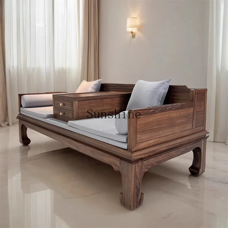 

New Chinese Arhat bed solid wood sofa Zen living room tea room club furniture customization