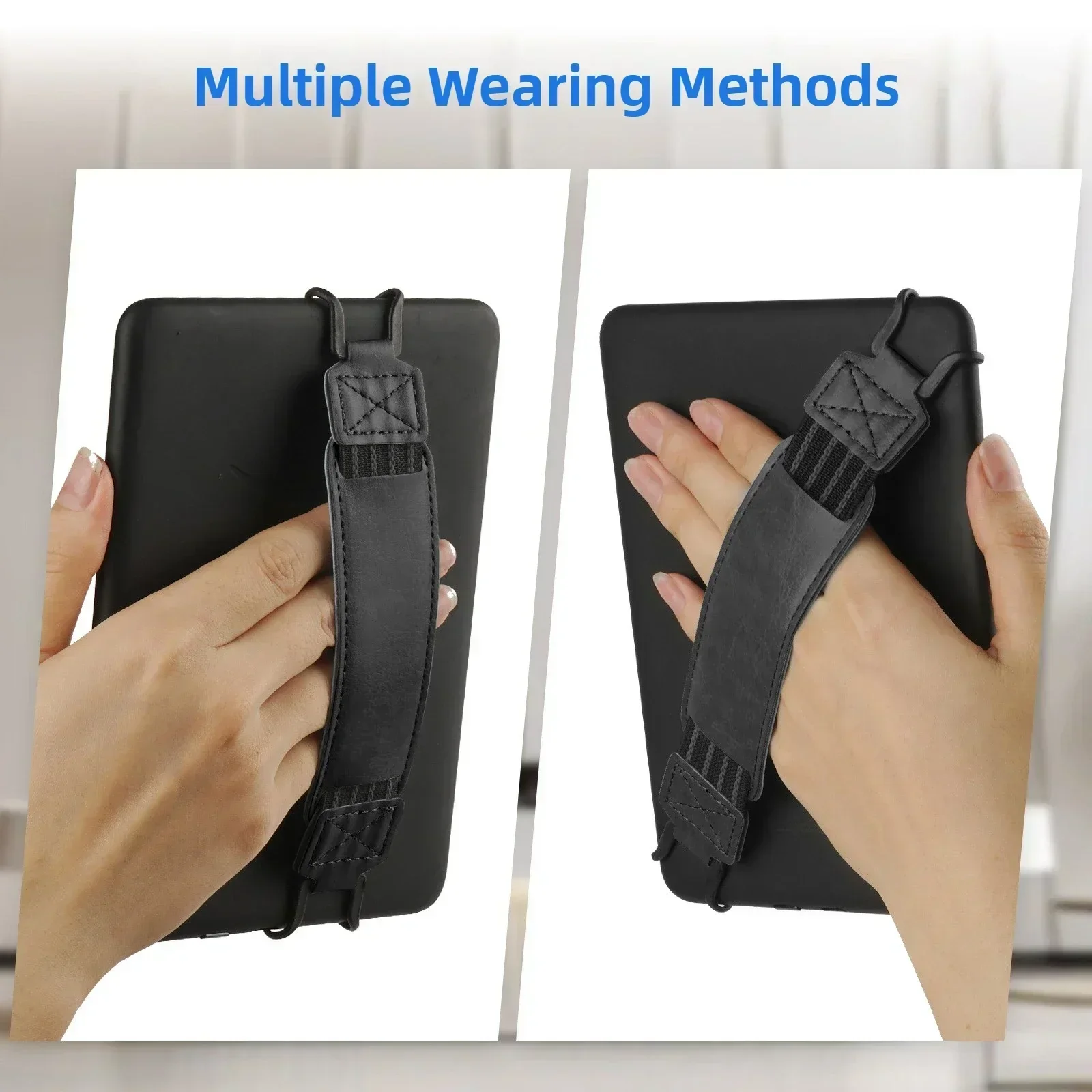 2-IN-1 لهاتف Onyx Boox Note X3 Pro / Go 10.3 بوصة حامل قلم رصاص شفاف من مادة TPU غطاء خلفي مقاوم للصدمات + حزام يد آمن (أسود)