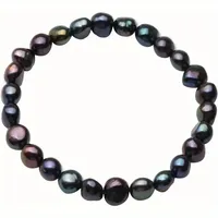 AAA Grade Black Freshwater Pearl Bracelet 5-6mm Beads 18cm Length Stretch Adjustable Bracelet for Women Mother's Day Gift