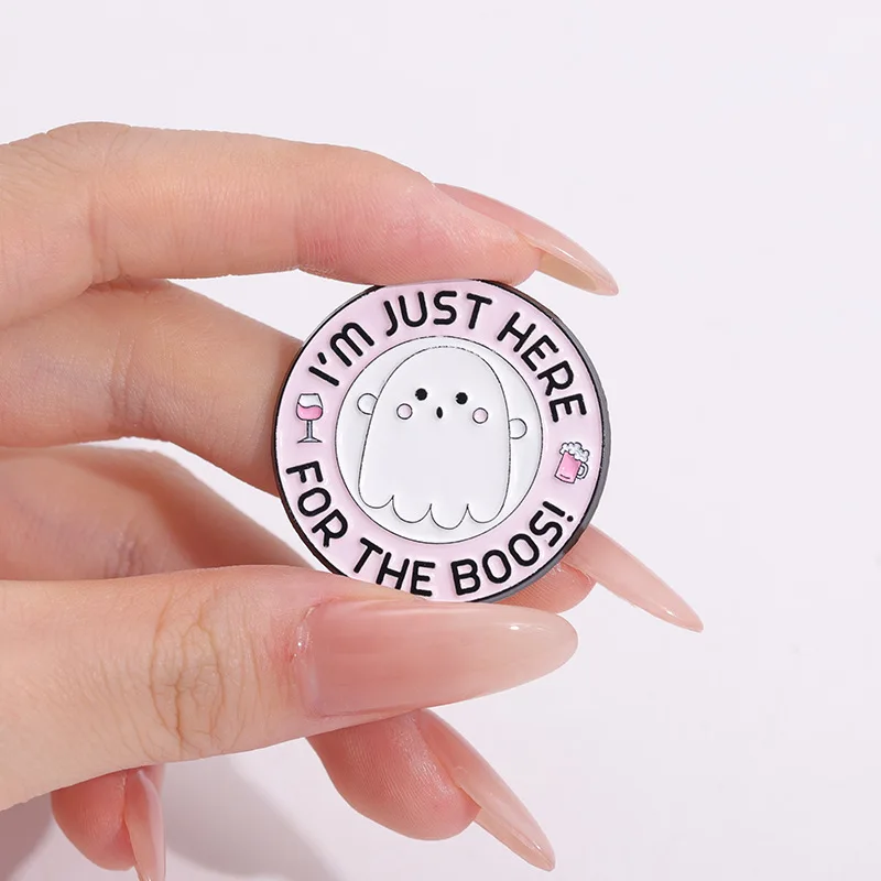 Cartoon Cute Ghost Enamel Pins I'm A Free Spirit This Is Boo Sheet Brooches Lapel Badge Halloween Spooky Jewelry Gifts Wholesale