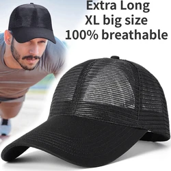 Casquette de baseball extra longue pour hommes et femmes, chapeau de course respirant, chapeau de soleil, chapeaux de camionneur réglables, séchage rapide, grosse tête, XL, été, maille complète