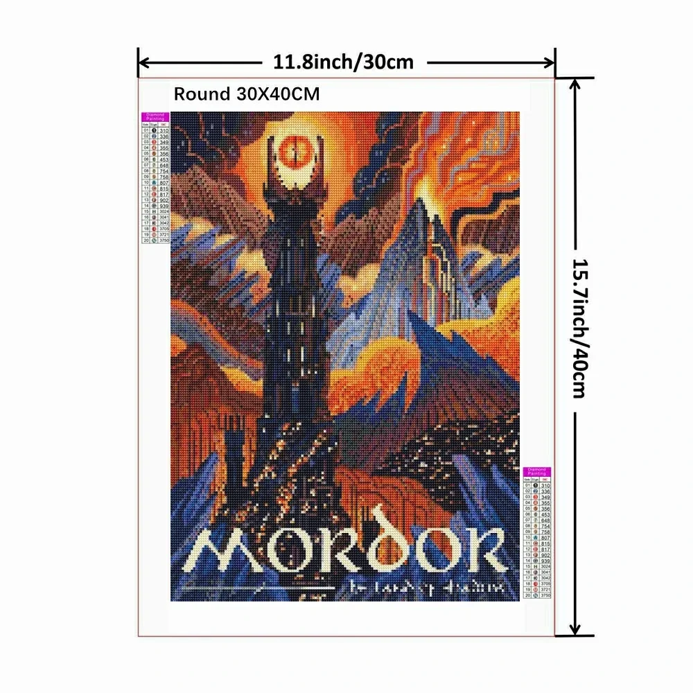 5D DIY Diamond Painting Abstract Ring Art Retro Full Drill Kit Vintage Film Mordor Castle Lord Magic Kid Bed Room Decor view 2