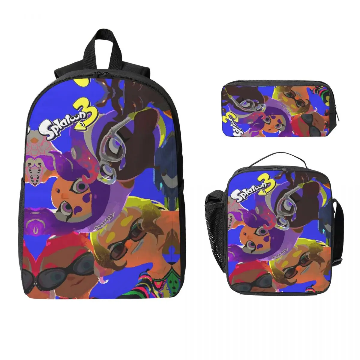 

Cartoon Popular Splatoon 3 Game Backpack Boys Girls BookBag School Bag Laptop Shoulder Bags 3ps Insulated Lunch Bag Pencil Case