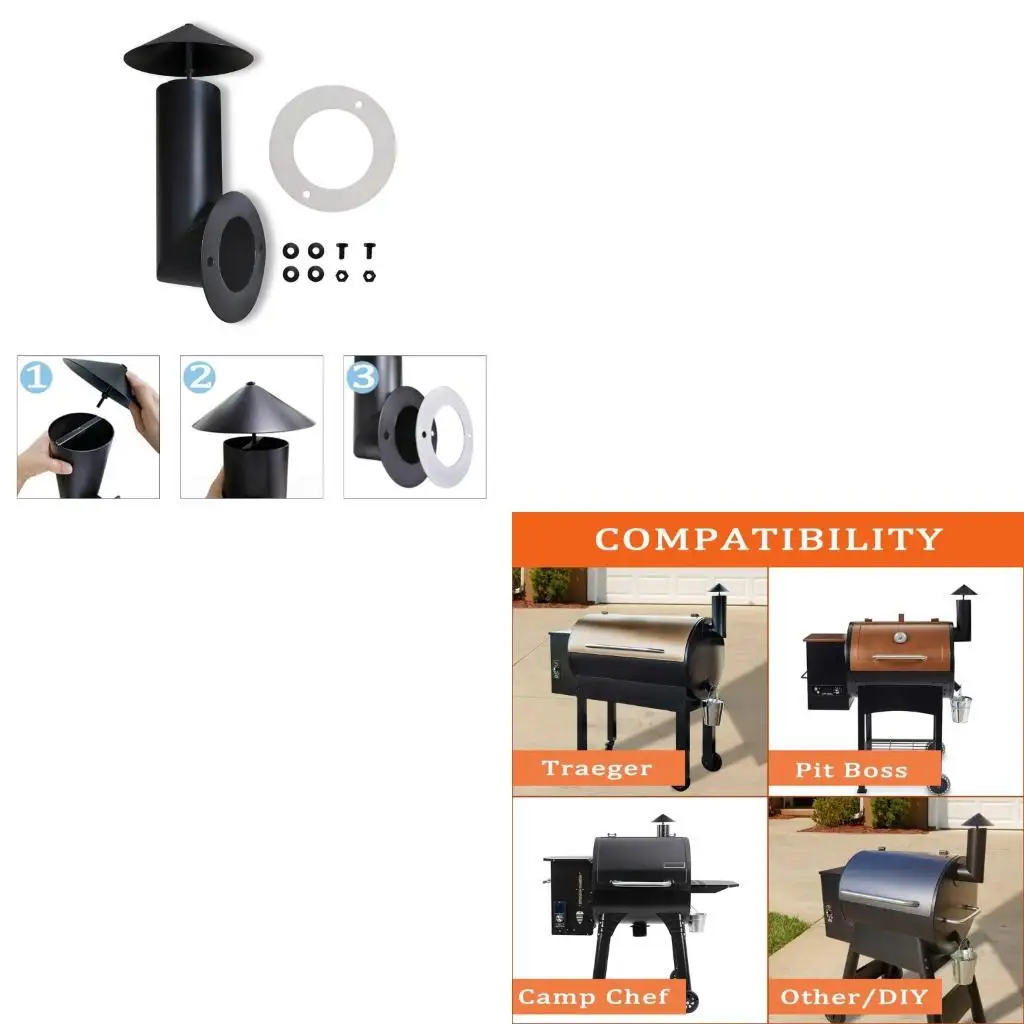 

Износостойкий комплект дымоходов и колпаков для гриля из нержавеющей стали, дымоход для копчения, аксессуары для циркуляции