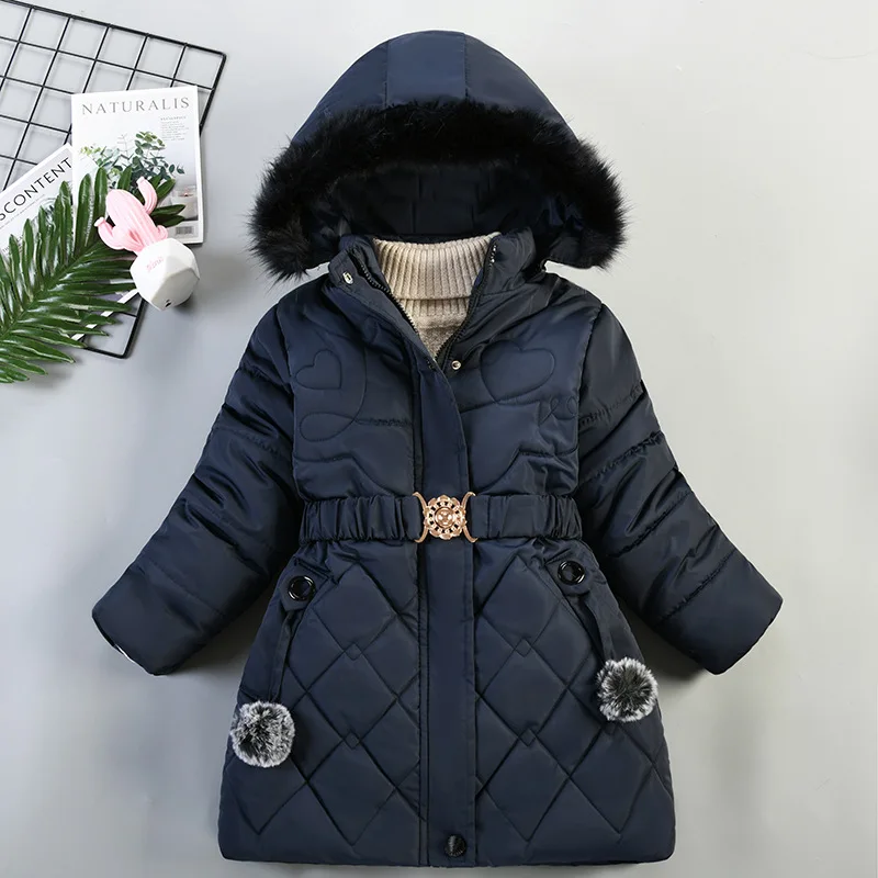 

2025 Autumn Winter Girls Hooded Zipper Parka Coat European And American Style Children Thicken Down Cotton Jacket