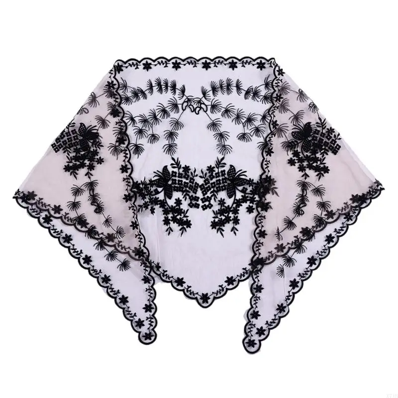  Stylish Lace Embellished Scarf Lightweight Covering for Warm Weather Shade