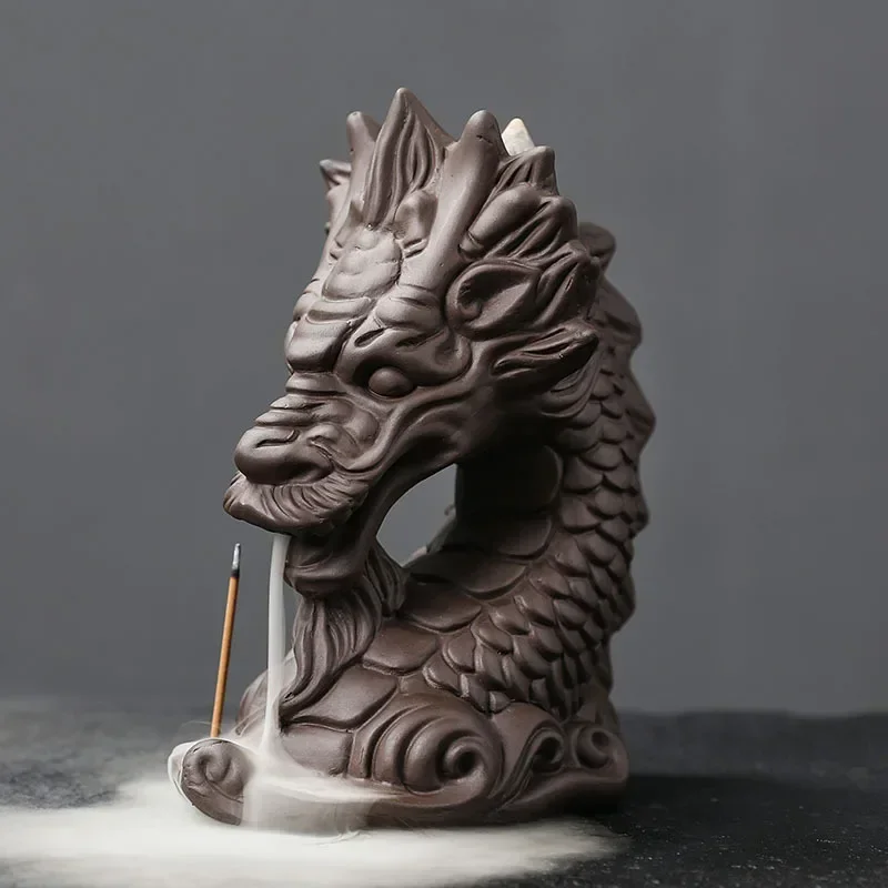 1piece Creative Incense Burner with Backflow Feature Lucky Feng Shui Chinese Loong for Home Decoration (Without Incense)
