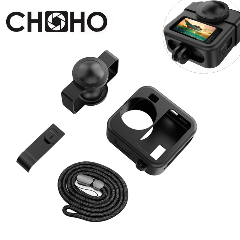 Für Gopro Max 2 Max 2 Zubehör Fall Schutz Gehäuse Shell Protector Gummi Silikon + Objektiv Kappe Strap Seite Abdeckung Deckel Tür