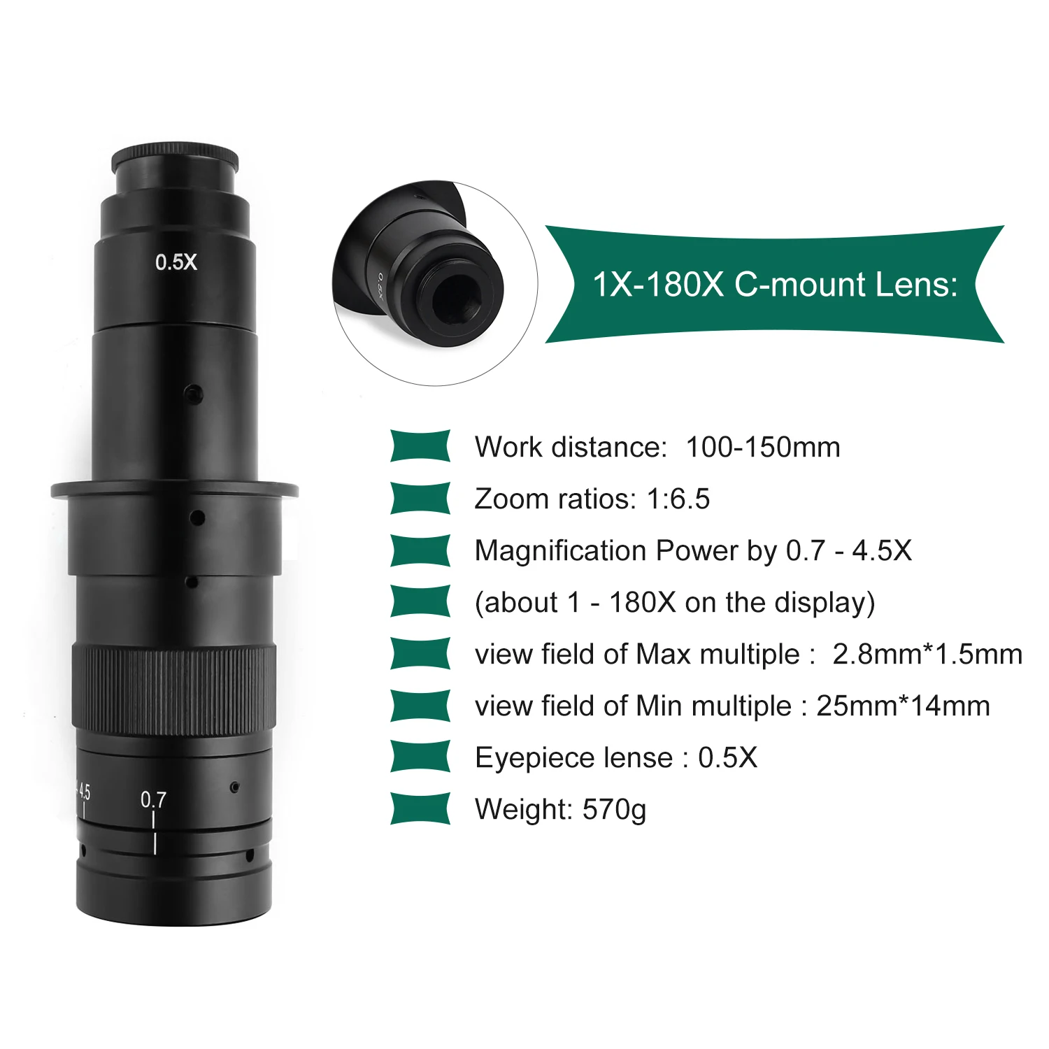 4K 48MP Video microscopio HDMI USB microscopio industriale fotocamera Type-C CCD zoom 1-180X per la raccolta delle immagini di saldatura