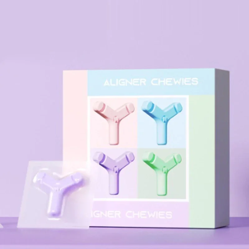 8x4Pcs/Box Dental Aligner Chewies Silicone Teeth Stick Bite Orthodontic Bite Chewies Prevent Face Distortion Y Shaped