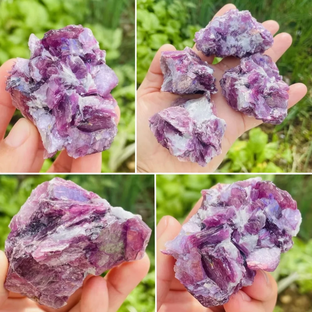 Lepidolita Natural, grapa de cristal de Mica púrpura, espécimen de Mineral Irregular, Mineral llamativo, Reiki, Wicca, piedras de energía Mineral espiritual