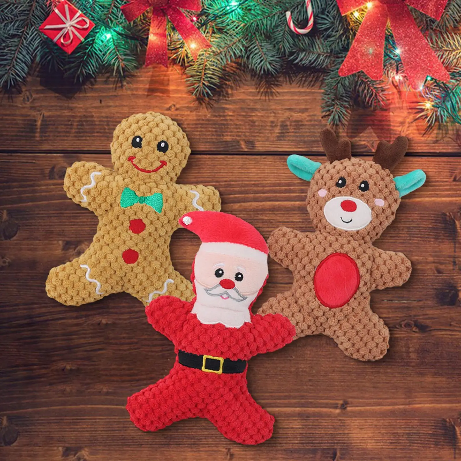 3 pçs cão brinquedo estridente brinquedos de pelúcia protetor de móveis rena papai noel mordida