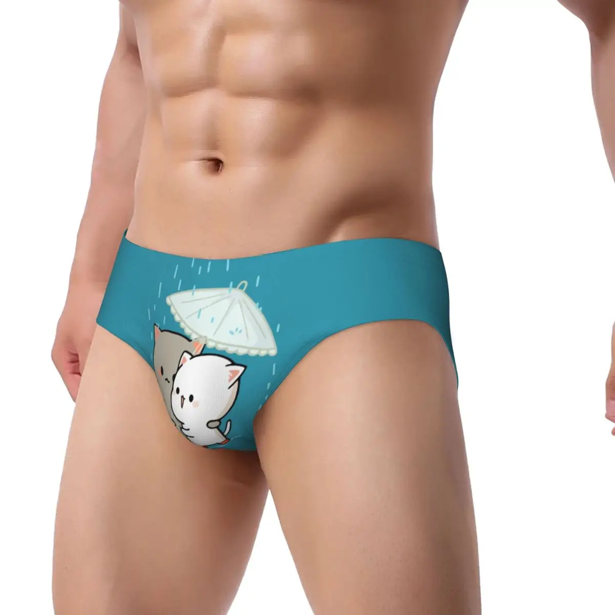 Custom Men Mochi Cat Peach And Goma Underpants Breathable Briefs Underwear