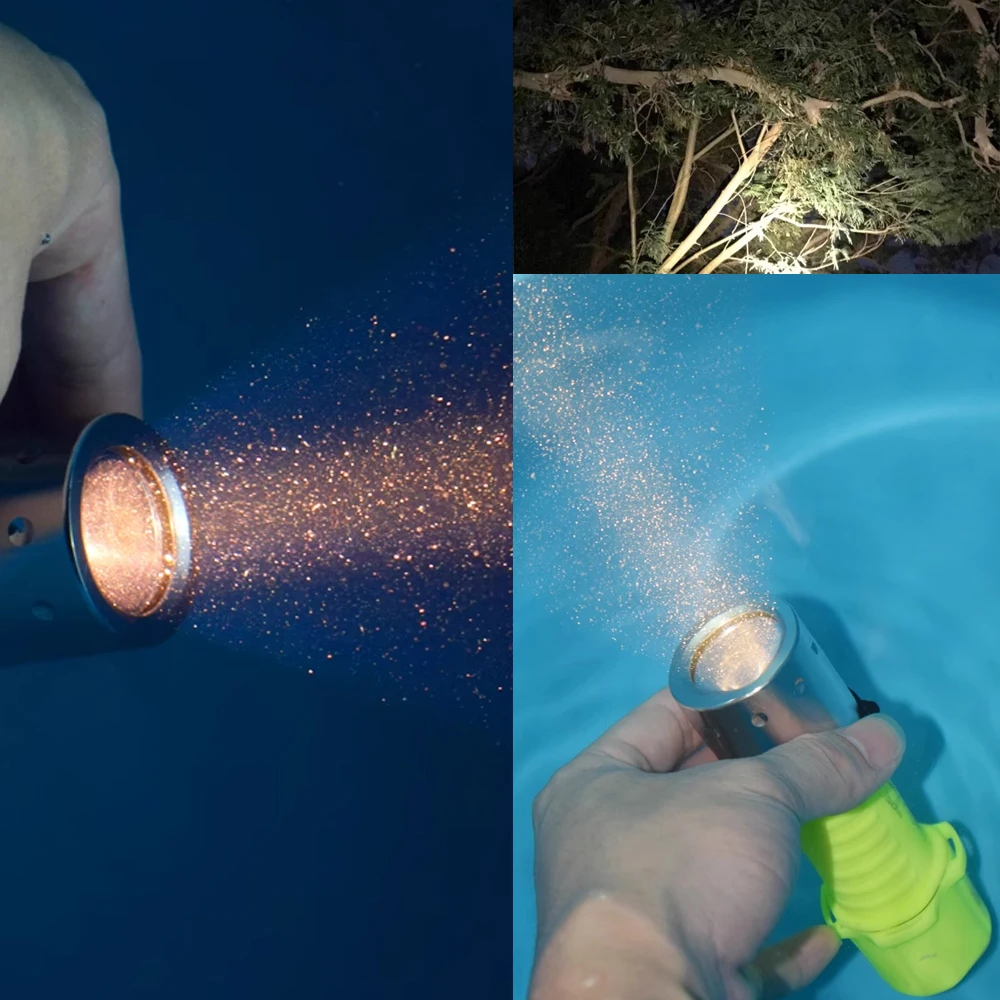 Diving Plastic Flashlight,Submarine Safety Waterproof Torch Light, Yellow light T6 LED waterproof 50 meter flashlight