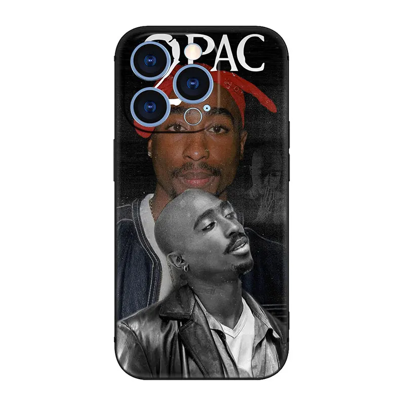 Rapper 2pac Singer Tupac Phone Case For Apple iPhone 14 13 12 Mini 11 Pro XR X XS MAX 6S 7 8 Plus 5S SE 2020 2022 Black Cover