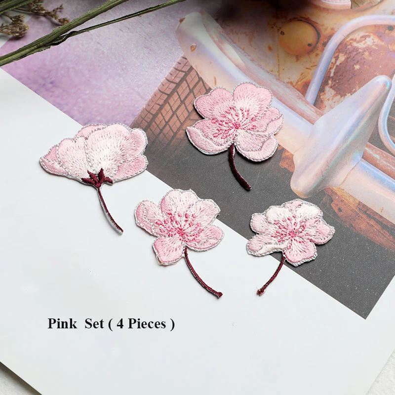 Mała naszywka kwiatowa Begonia Flowers Iron on Applique Floral Patch for Clothes Fabric Iron to Stick DIY Coat Jeans Accessories