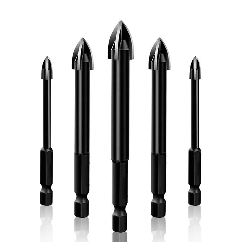 5 sztuk wiertła do szkła 3 // 5/6/7mm metalowe płytka ceramiczna szkło marmurowe wiertło do betonu bity uchwyt sześciokątny wiercenia płaskich otworów — zdjęcie 2