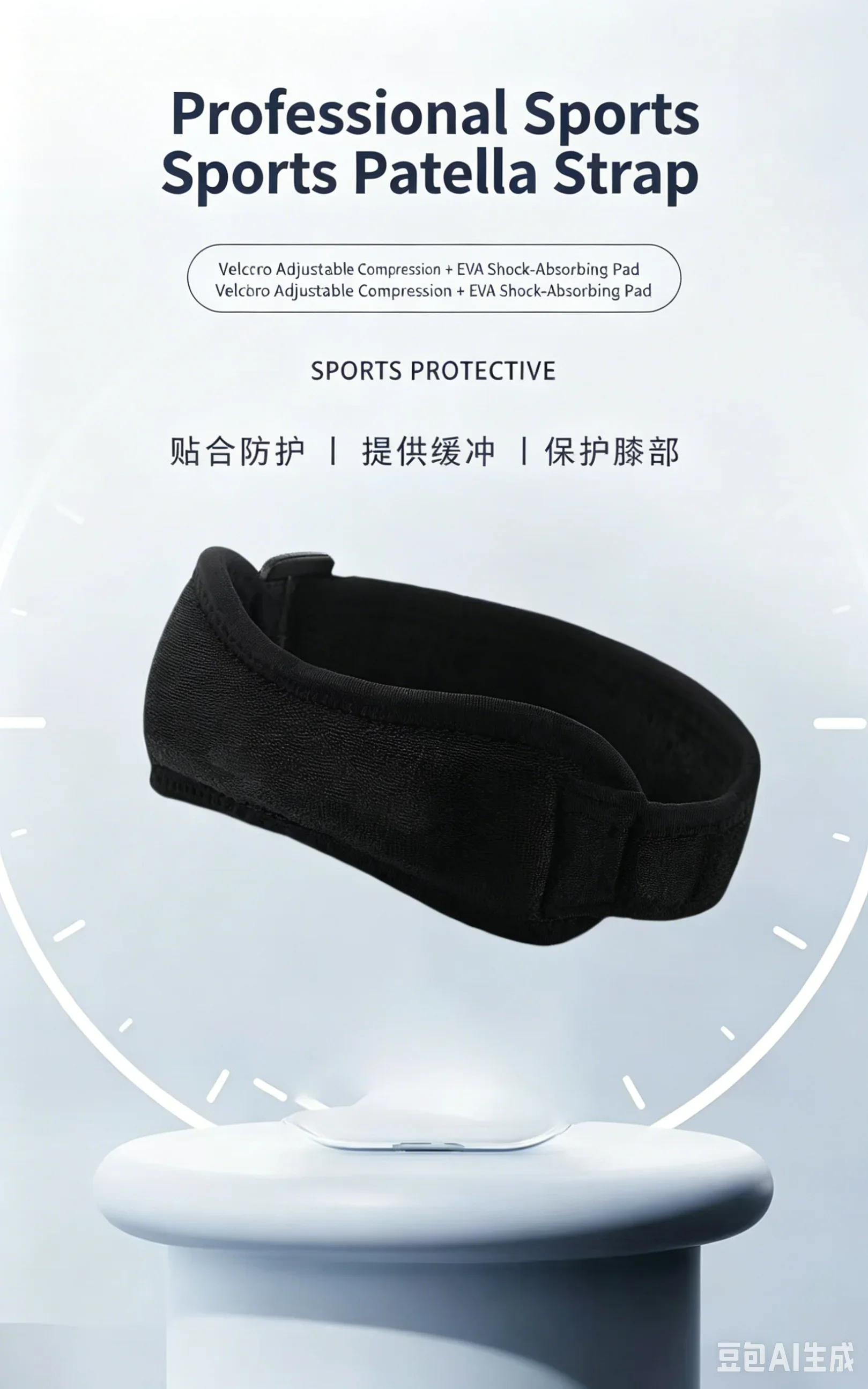 Patella Knee Brace with Shock Absorption, Flexible Support Strap, Comfortable Knee Pad for Daily Exercise and Outdoor Activities