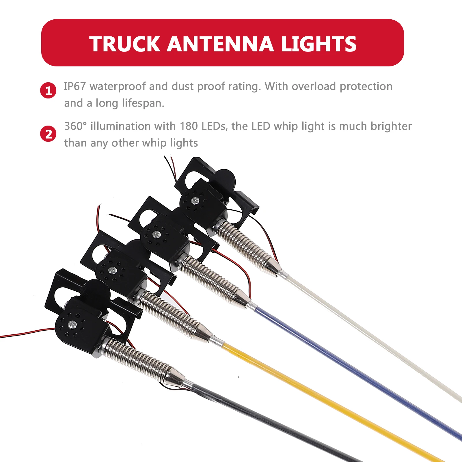 60CM 24V Car LED Whip Lights Truck Running Streamer Light Antenna Lamp Trailer Refitted LED Streamer Flashing Pilot Pole Light