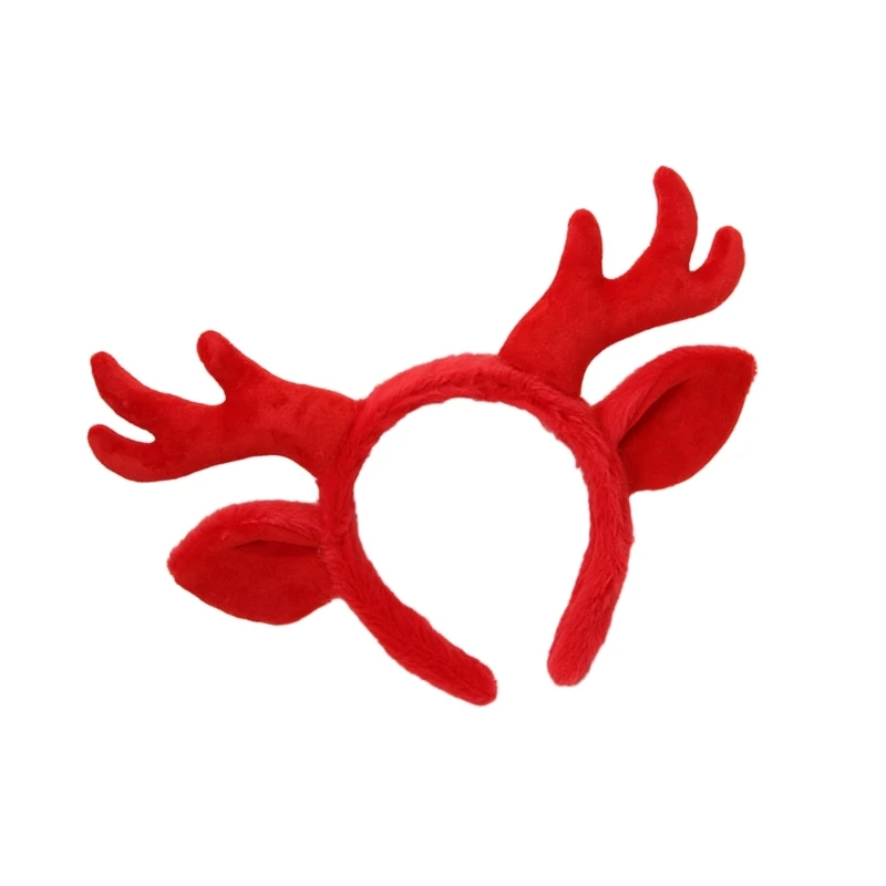 Festive Reindeer Antlers Headwear with Ears Deer Hairband for Children Christmas Party Headpiece Novelty Decoration