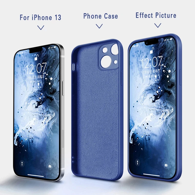 Fashion Straight Edge Liquid Silicone Case For iPhone 15 14 13 12 11 Pro mini Original Case XR X XS MAX 7 8 Plus SE 2020 Cover