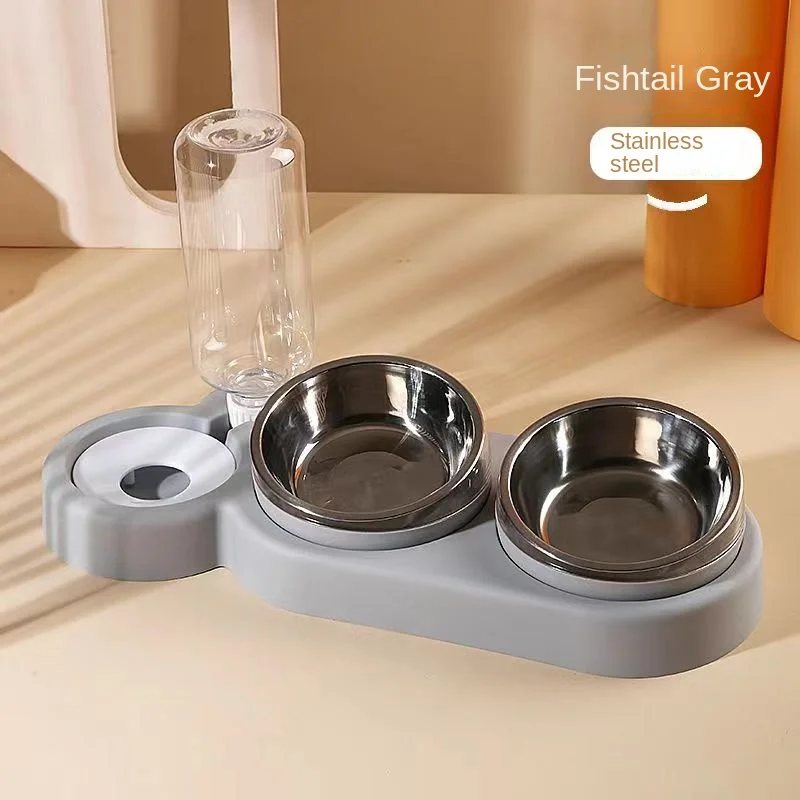 2023 Pet Cat Bowl Automatic Feeder Dog Cat Double Food Bowl with Water 3 IN 1 Fountain Drinking Raised Stand Dish CAT Bowls