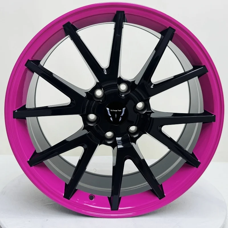 

Factory High Quality Customize Forged Aluminium Alloy Passenger Car Wheels Hubs Rims Sports Car Red Purple Edge One Piece