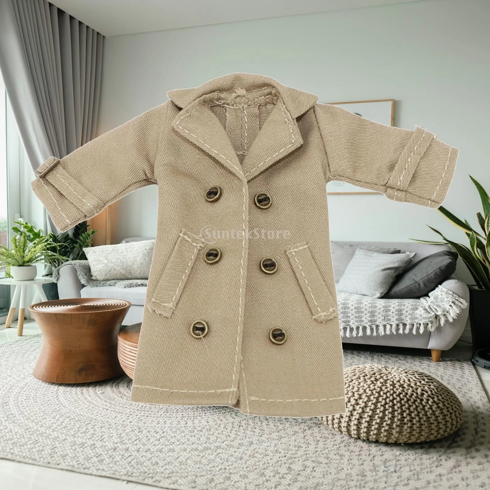Miniature Figurine Lady Trendy Clothes Trench Coat 1 12 Scale Outfit for Female Action Figures Modeling Toys Photo Props