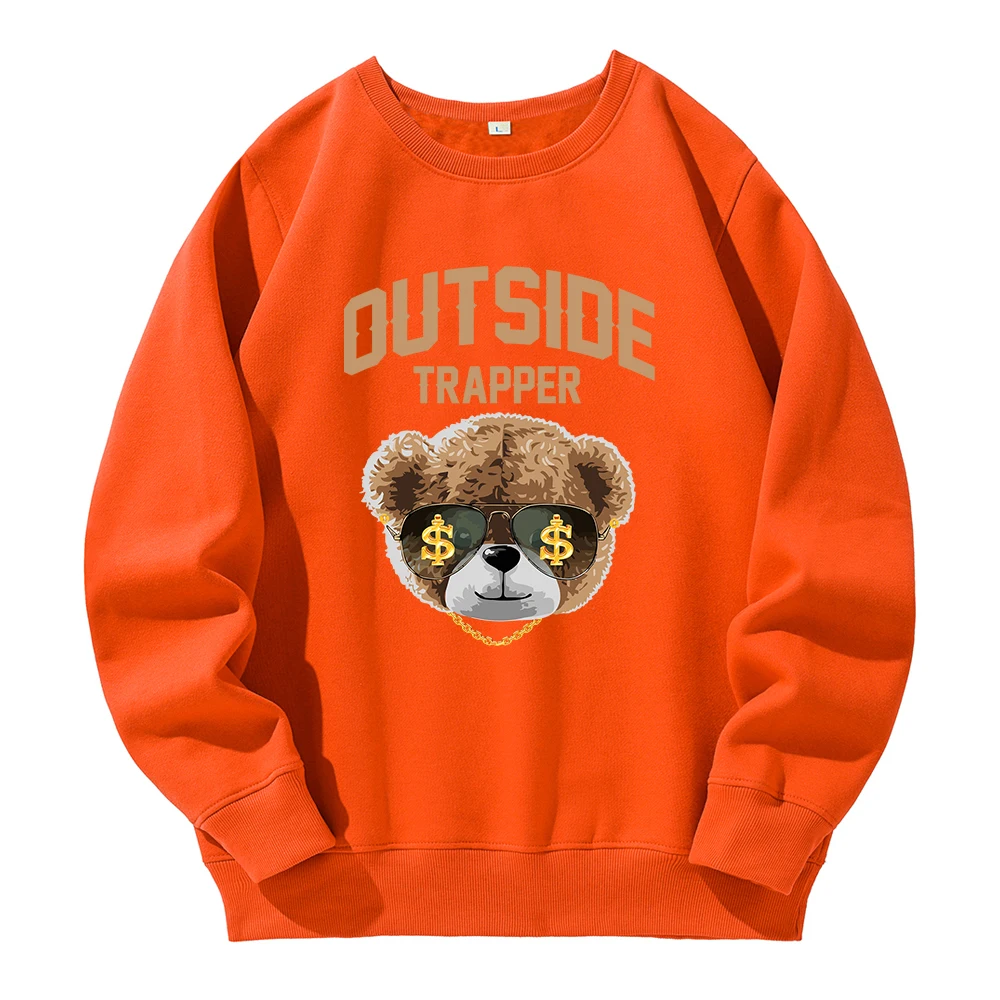 Outside Trapper Rich Cool Teddy Bear Hooded Men Fashion Street Tide Hoodies Basic Loose Oversize Sweatshirts O-Neck Fleece Hoody