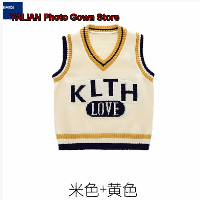 Elementary School Vest Kids Class Uniform Kindergarten Garden Uniform Knit Vest Boys Girls Formal Performance Costume