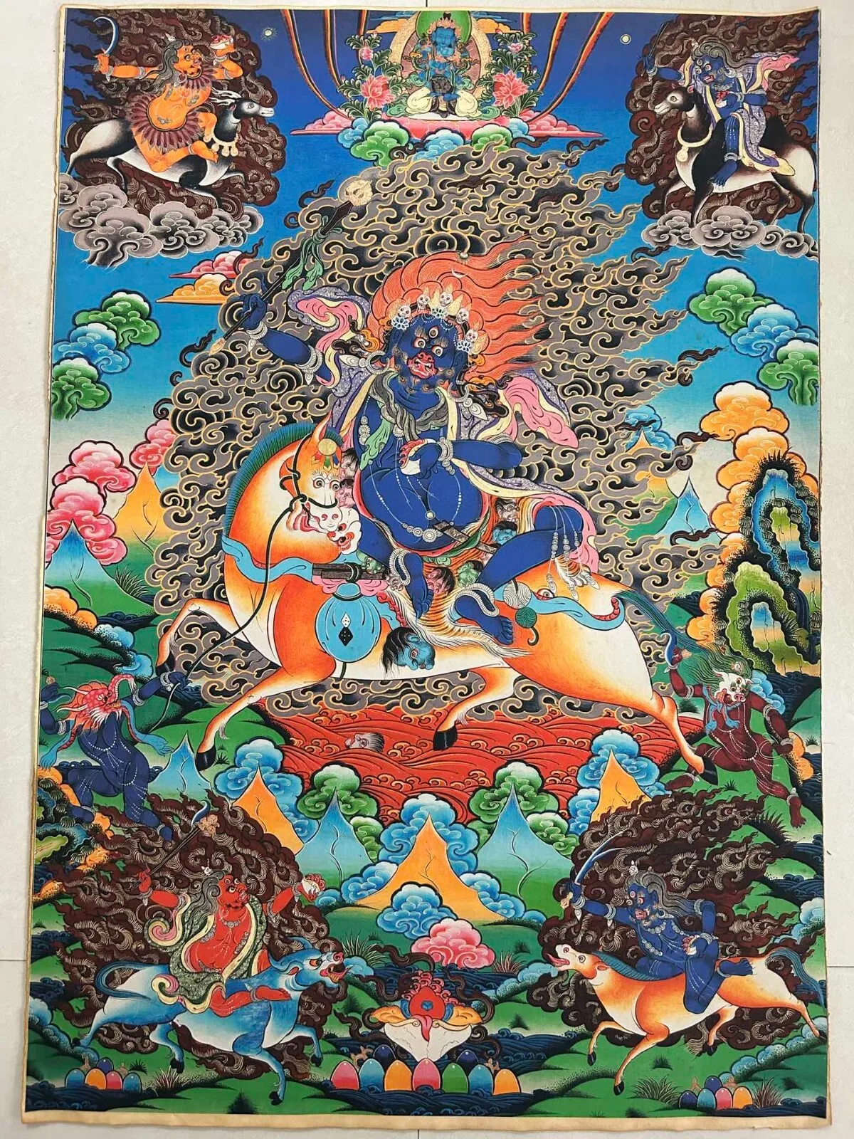 35-inch Tibetan Buddhist Vellum Hand-painted Thangka Auspicious Heavenly Mother