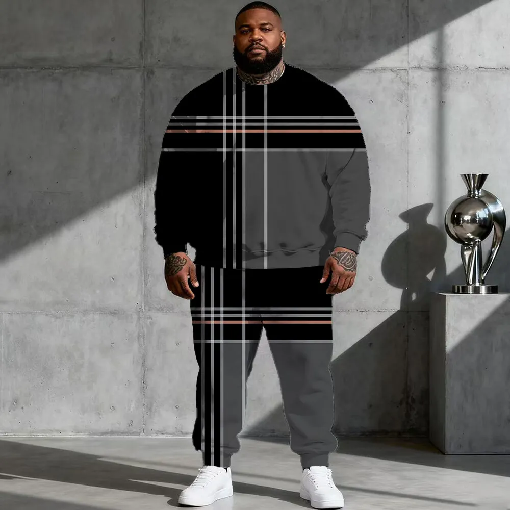 

S-9xl plus size Men's 2-Piece Hoodie Set: Iridescent Plaid Basics - Soft Fabric, Warm, Modern Shimmery Checks
