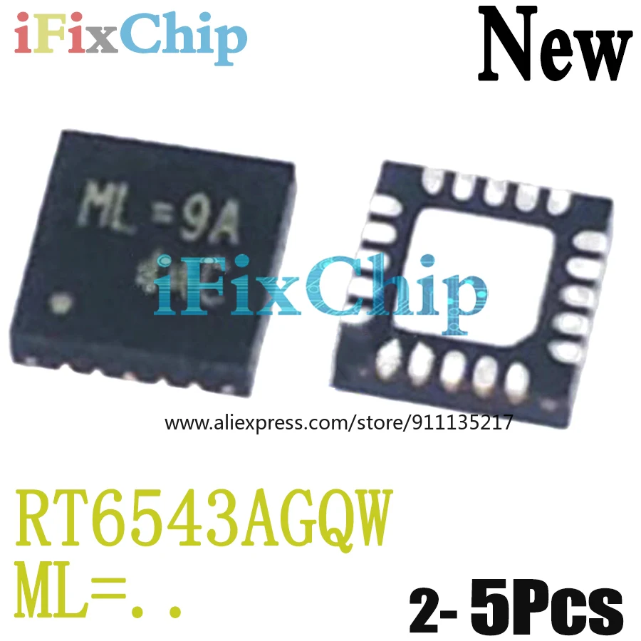 (2-5piece)100% New RT6543AGQW RT6543A ML=4L ML= QFN-20 Chipset