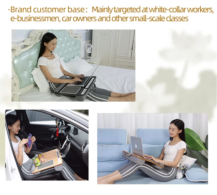 MUMUCC Wooden Suspended Bed Laptop Desk, Portable 15 Inch Bed Study Table with Handle, Sponge Cushion & ABS Slot, Compact