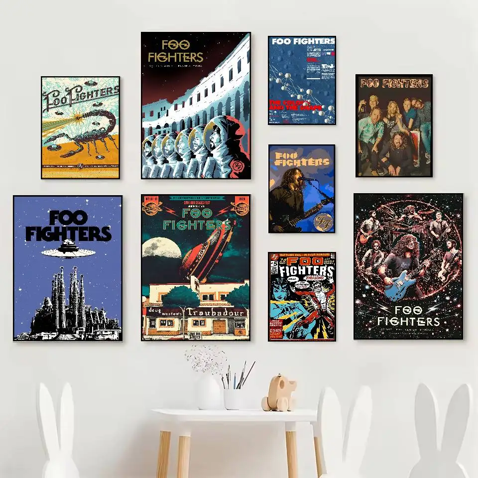 Classic Band F-Foo F-Fighters Poster HD posters Self adhesive waterproof ideal for living room bedroom bar decoration